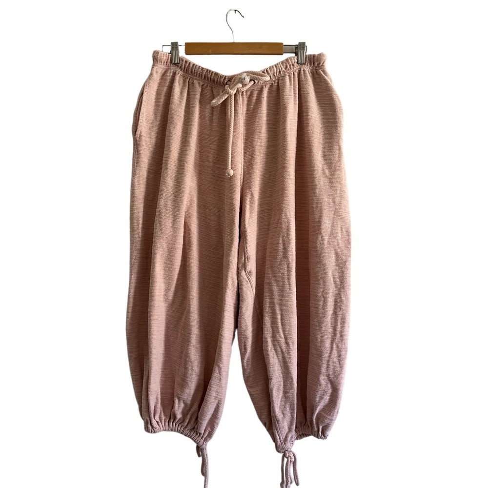 Free People Joggers Pink Size Small Oversized Cropped Cotton Baggy Drawstring